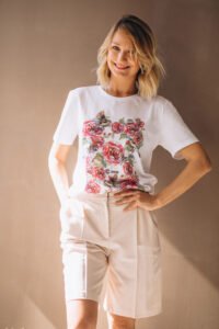 Pretty woman wearing tshirt isolated